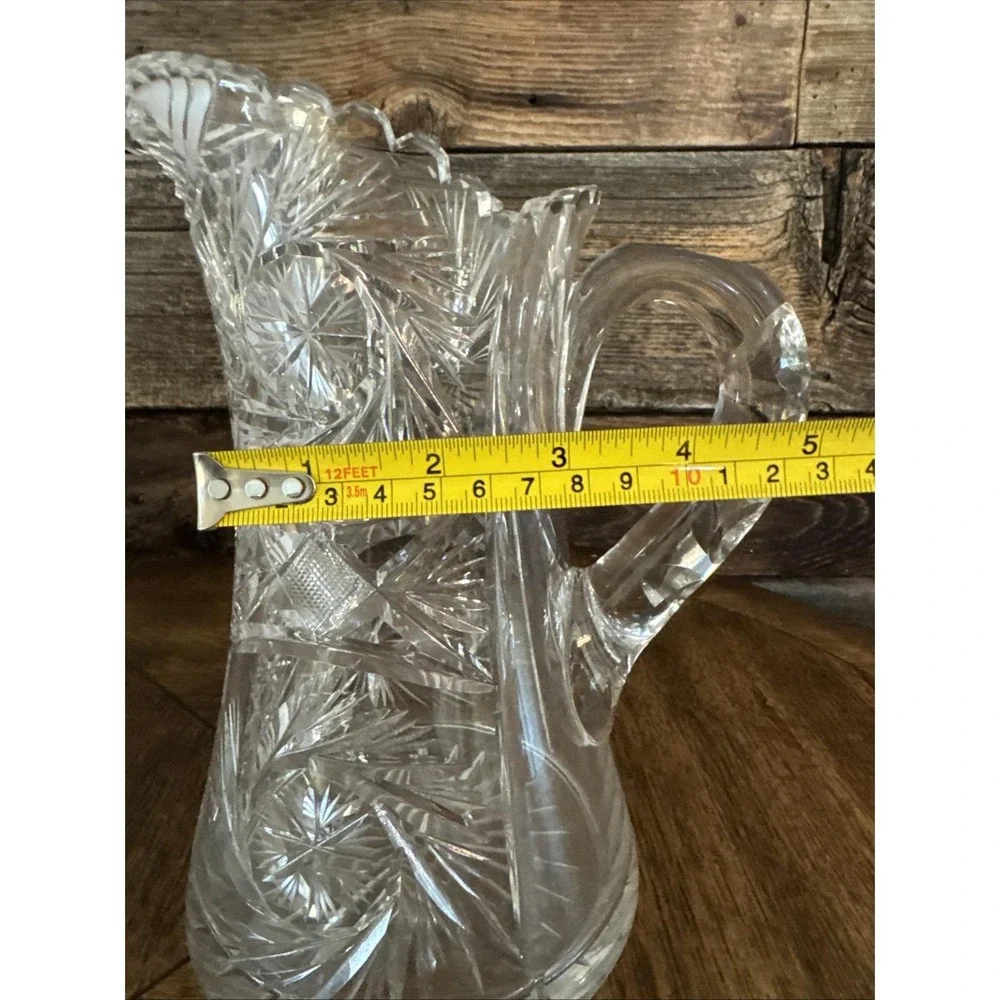 Antique American Brilliant Crystal Water Pitcher Pinwheel and Star of David Cuts